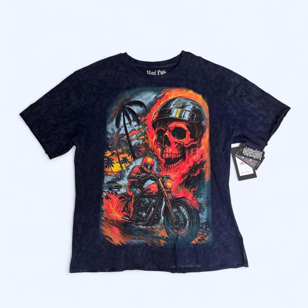 Mind Code Rescued From the Embers Skull Motorcycle Tee Size Large
